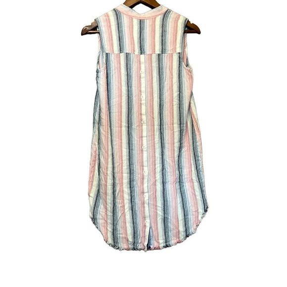 Cloth & Stone Sleeveless Striped Shirt Dress Frayed Hem Casual Comfy size xsmall - Picture 11 of 11